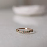 Finished: Astrid Top Covered Diamond Band with Light Green Tourmalines