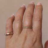 Finished: Astrid Top Covered Diamond Band with Light Green Tourmalines