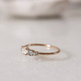 Elise Ring with Diamond and Olive Green Sapphires