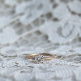 Vintage Style Solitaire Ring with Cushion-Cut Diamond