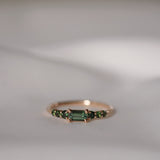 Finished: Midi Baguette Brilliant Cluster Ring with Dark Green Tourmalines