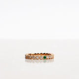 Astrid Vintage Diamond Band with one Green Emerald