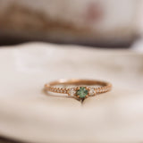 Finished: Gilda Ring with Light Green Sapphire and Diamonds