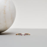 Finished: Mini Baguette Brilliant Cluster Ring with Baguette Diamond TWVS, Brilliant Olive Green Sapphires and Brilliant Light Pink Sapphires