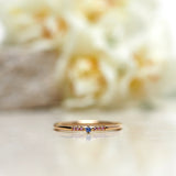 Finished: Tiny Little Sparkle Ring with a Light Blue Sapphire and Light Pink Sapphires