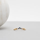 Finished: Five Diamond Triangle Ring with Blue Sapphire Gradient