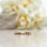 Finished: Tiny Little Sparkle Ring with a Light Blue Sapphire and Light Pink Sapphires