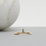 Finished: Lily Top Drop Sparkle Ring with an Olive Green Sapphire Drop and Chocolate Diamonds