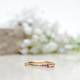 Finished: Mini Baguette Brilliant Diamond Cluster Ring with a Baguette Diamond and Light Pink Sapphires