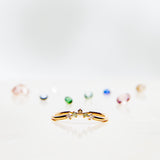 Finished: Five Diamond Triangle Ring with Diamonds, Olive Green Sapphires and one Chocolate Diamond