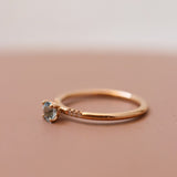 Finished: Not At All Tiny Little Sparkle Ring with Aquamarine and Diamonds - Low Setting