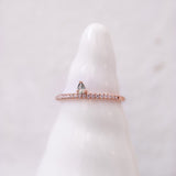 Finished: Lily Tiny Drop Ring with Olive Green Sapphire Drop and Diamond Row