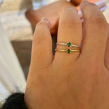 Finished: Low Set Not So Tiny Ring with Dark Green Tourmaline - White Gold