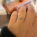 Finished: Low Set Not So Tiny Ring with Dark Green Tourmaline - White Gold