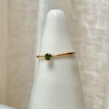 Finished: Low Set Not So Tiny Ring with Dark Green Tourmaline - Yellow Gold