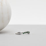 Finished: Idun Curved Diamond Band in White Gold with Dark Green Tourmalines and Diamonds TWVS