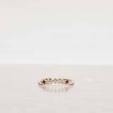 Idun Curved Diamond Band with Red Rubies and Diamonds