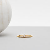 Finished: Lily Tiny Diamond Drop Ring with Yellow Sapphire Row and Diamond TWVS