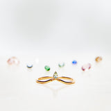 Finished: Lily Top Drop Little Sparkle Ring with Olive Green Sapphire Drop and Chocolate Diamonds