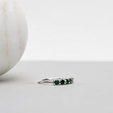 Finished: Mini Angel Ring in White Gold with Dark Green Tourmalines