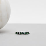 Finished: Mini Angel Ring in White Gold with Dark Green Tourmalines