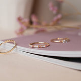 Sania Baguette Brilliant Diamond Band with Diamonds and Light Pink Sapphires