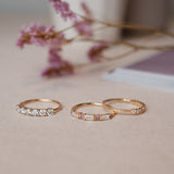 Sania Baguette Brilliant Diamond Band with Diamonds and Light Pink Sapphires