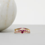 Finished: Not So Tiny Sparkle Ring with a Red Ruby and Light Pink Sapphires