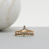 Finished: Lily Top Drop Sparkle Ring with an Olive Green Sapphire Drop and Chocolate Diamonds