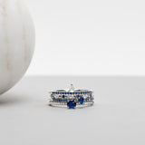 Finished: Low Set Not At All Sparkle Ring in White Gold with Dark Blue Sapphire and Diamonds TWVS