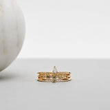 Finished: Lily Tiny Diamond Drop Ring with Yellow Sapphire Row and Diamond TWVS