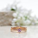 Finished: Not At All Tiny Sparkle Ring with a Squared Cushion Cut Pink Sapphire and Diamonds
