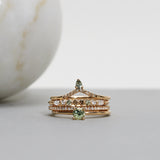 Finished: Lily Top Drop Sparkle Ring with an Olive Green Sapphire Drop and Chocolate Diamonds