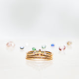 Finished: Five Diamond Triangle Ring with Diamonds, Olive Green Sapphires and one Chocolate Diamond