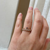 Finished: Lily Tiny Diamond Drop Ring in Rose Gold with Dark Blue Sapphire