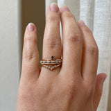 Finished: Lily Tiny Diamond Drop Ring in Rose Gold with Dark Blue Sapphire