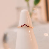 Finished: Five Diamond Triangle Ring with Red Rubies