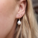 Drop Pearl Earrings with Diamonds (Pair)