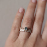 Start Bidding: Mini Elise Ring with Diamond and Olive Green Sapphires