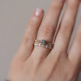 Start Bidding: Mini Elise Ring with Diamond and Olive Green Sapphires