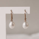 Drop Pearl Earrings with Diamonds (Pair)