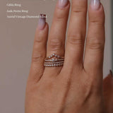 Astrid's Five Diamond Triangle Ring With Vintage Style Band