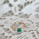 Custom Elise Ring with Emerald and Diamonds (Ca 1.0 CT)