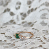 Custom Elise Ring with Emerald and Diamonds (Ca 1.0 CT)