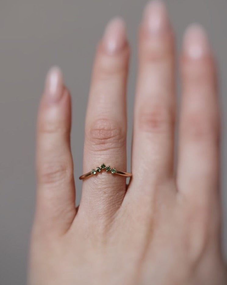 Finished: Five Diamond Triangle Ring with Green Tourmaline Gradient ...