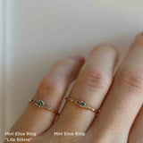 Unik! Mini Elise Ring med Olivgrön Safir och Chokladdiamanter