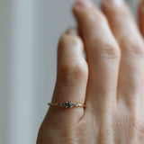 Unique! Mini Elise Ring with an Olive Green Sapphire and Chocolate Diamonds