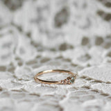 Unique! Mini Elise Ring with an Olive Green Sapphire and Chocolate Diamonds