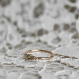 Unique! Mini Elise Ring with an Olive Green Sapphire and Chocolate Diamonds