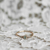 Unique! Mini Elise Ring with an Olive Green Sapphire and Chocolate Diamonds